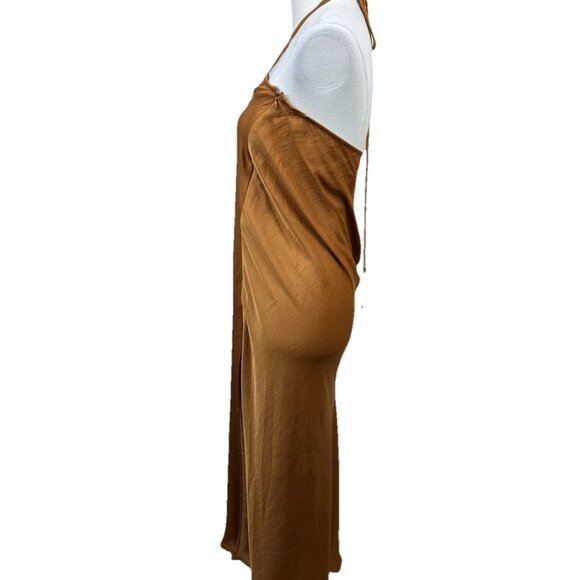 Free People Significant Other Satin Esme Maxi Dress Gold S/P - Picture 8 of 10